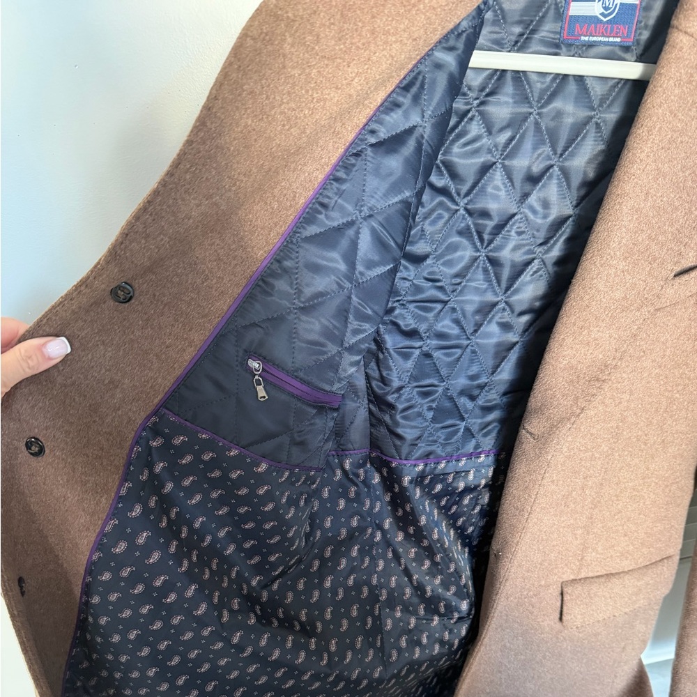 Classic Brown Wool Men's Coat - Picture 7 of 10